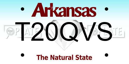 T20QVS Arkansas License Plate