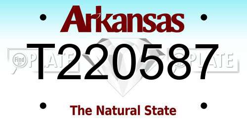 T220587 Arkansas License Plate