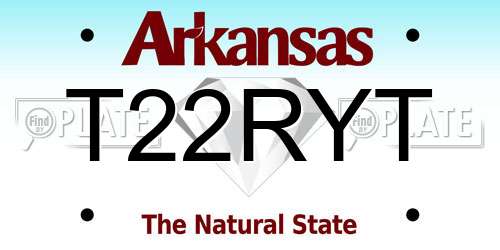 T22RYT Arkansas License Plate