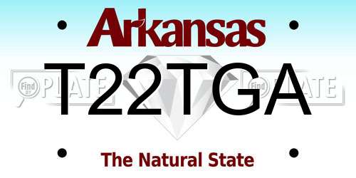T22TGA Arkansas License Plate