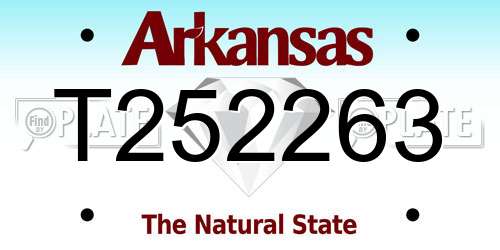 T252263 Arkansas License Plate