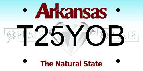 T25YOB Arkansas License Plate