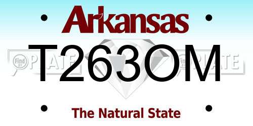 T263OM Arkansas License Plate