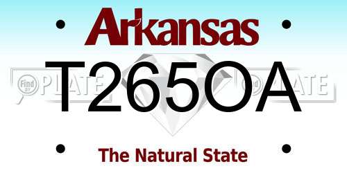 T265OA Arkansas License Plate
