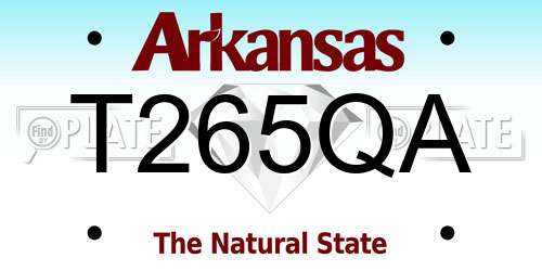 T265QA Arkansas License Plate
