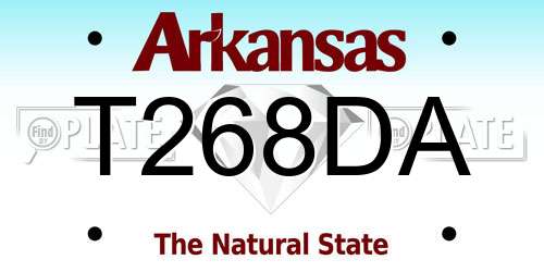 T268DA Arkansas License Plate
