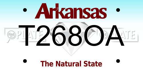 T268OA Arkansas License Plate