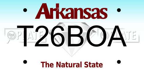 T26BOA Arkansas License Plate