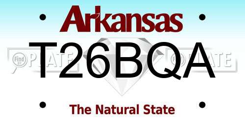 T26BQA Arkansas License Plate