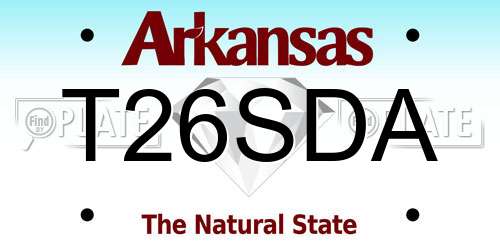 T26SDA Arkansas License Plate