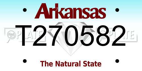 T270582 Arkansas License Plate