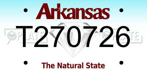 T270726 Arkansas License Plate