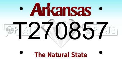 T270857 Arkansas License Plate