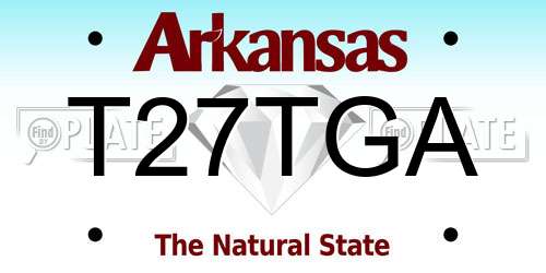 T27TGA Arkansas License Plate