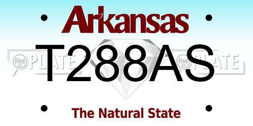 T288AS Arkansas License Plate