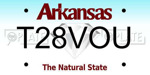 T28VOU Arkansas License Plate