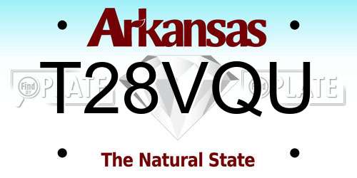 T28VQU Arkansas License Plate