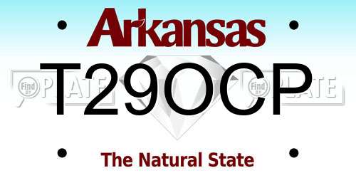 T29OCP Arkansas License Plate