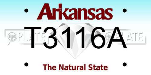 T3116A Arkansas License Plate
