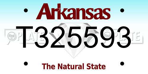 T325593 Arkansas License Plate