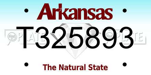 T325893 Arkansas License Plate
