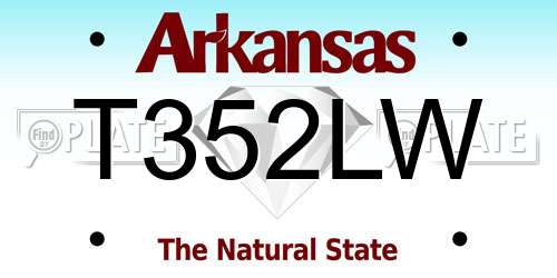 T352LW Arkansas License Plate