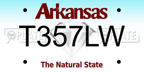 T357LW Arkansas License Plate