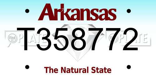 T358772 Arkansas License Plate