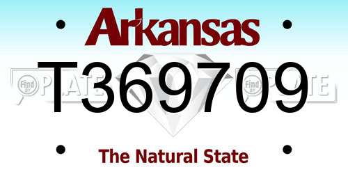 T369709 Arkansas License Plate