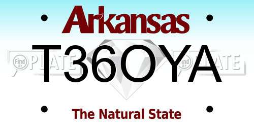 T36OYA Arkansas License Plate