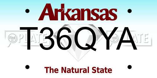 T36QYA Arkansas License Plate