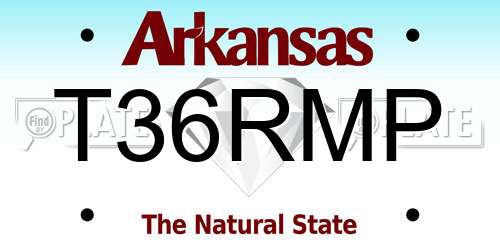 T36RMP Arkansas License Plate