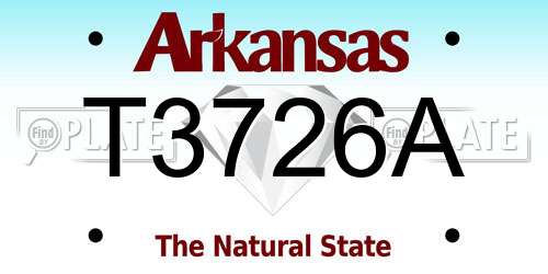 T3726A Arkansas License Plate