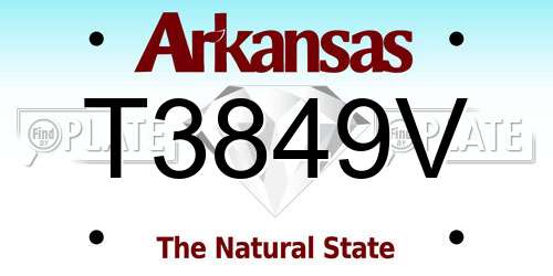 T3849V Arkansas License Plate