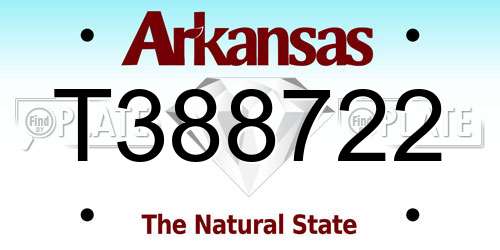 T388722 Arkansas License Plate