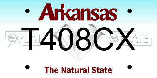 T408CX Arkansas License Plate