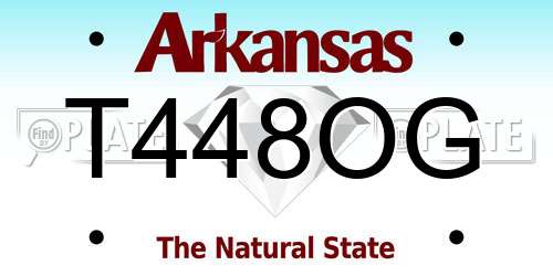 T448OG Arkansas License Plate