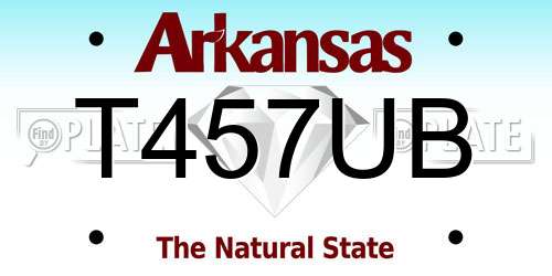 T457UB Arkansas License Plate