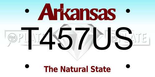 T457US Arkansas License Plate