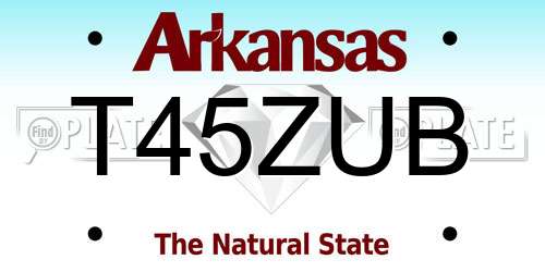 T45ZUB Arkansas License Plate