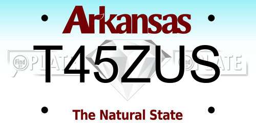 T45ZUS Arkansas License Plate