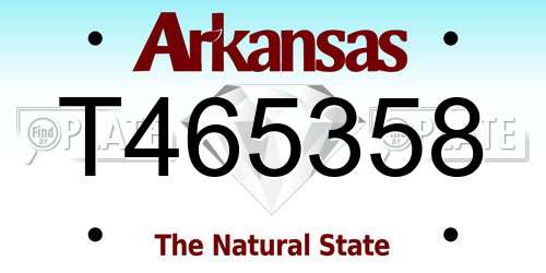 T465358 Arkansas License Plate