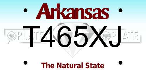 T465XJ Arkansas License Plate