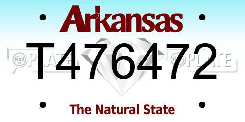 T476472 Arkansas License Plate