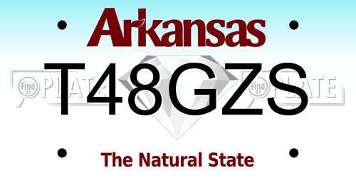T48GZS Arkansas License Plate