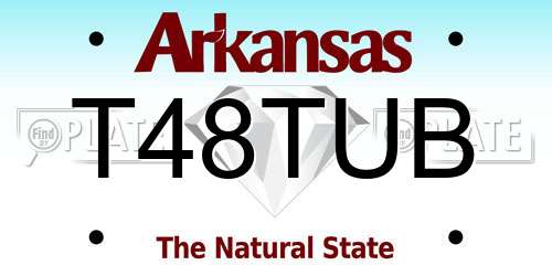T48TUB Arkansas License Plate