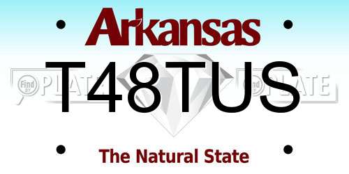 T48TUS Arkansas License Plate