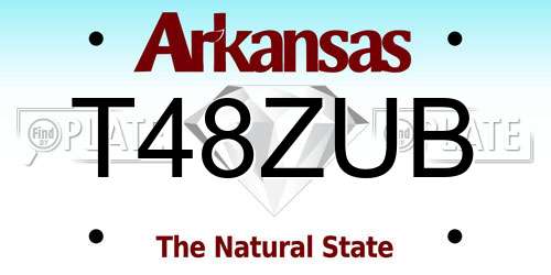 T48ZUB Arkansas License Plate
