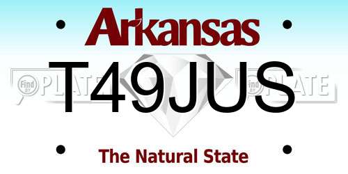 T49JUS Arkansas License Plate