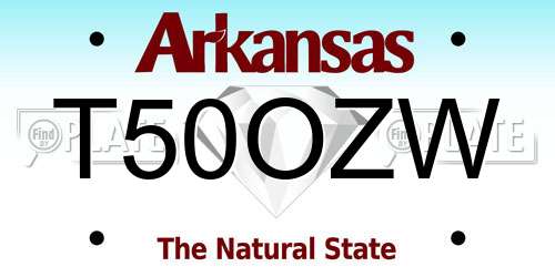 T50OZW Arkansas License Plate